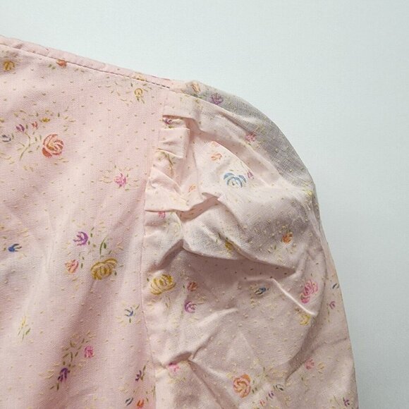 Vintage Handmade 70's Prairie CottageCore Pink Floral Long Sleeve Dress Sz 0? - Picture 15 of 16